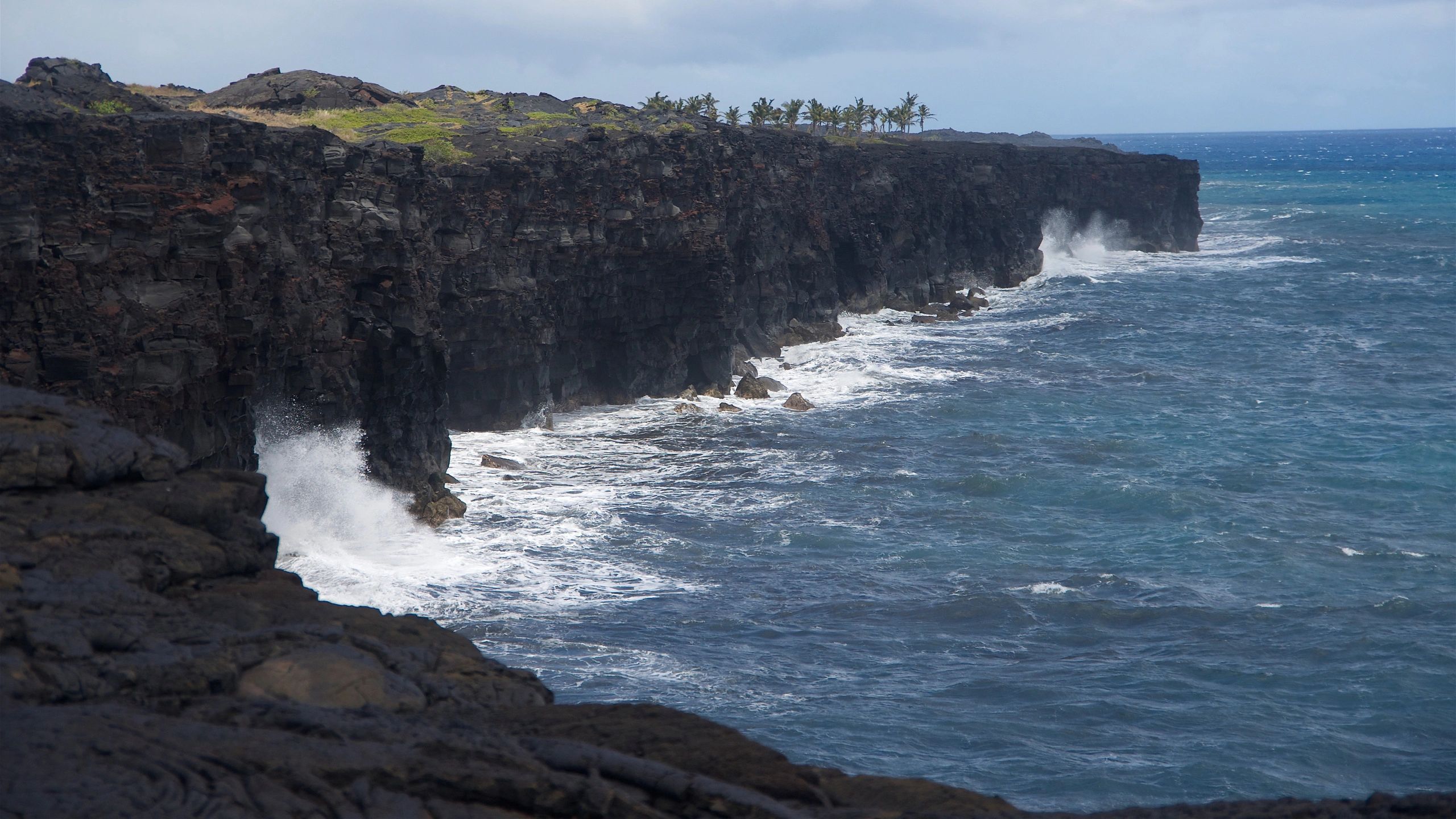 Lava rock coastline along Chain of Craters Road on Hawaii's Big Island