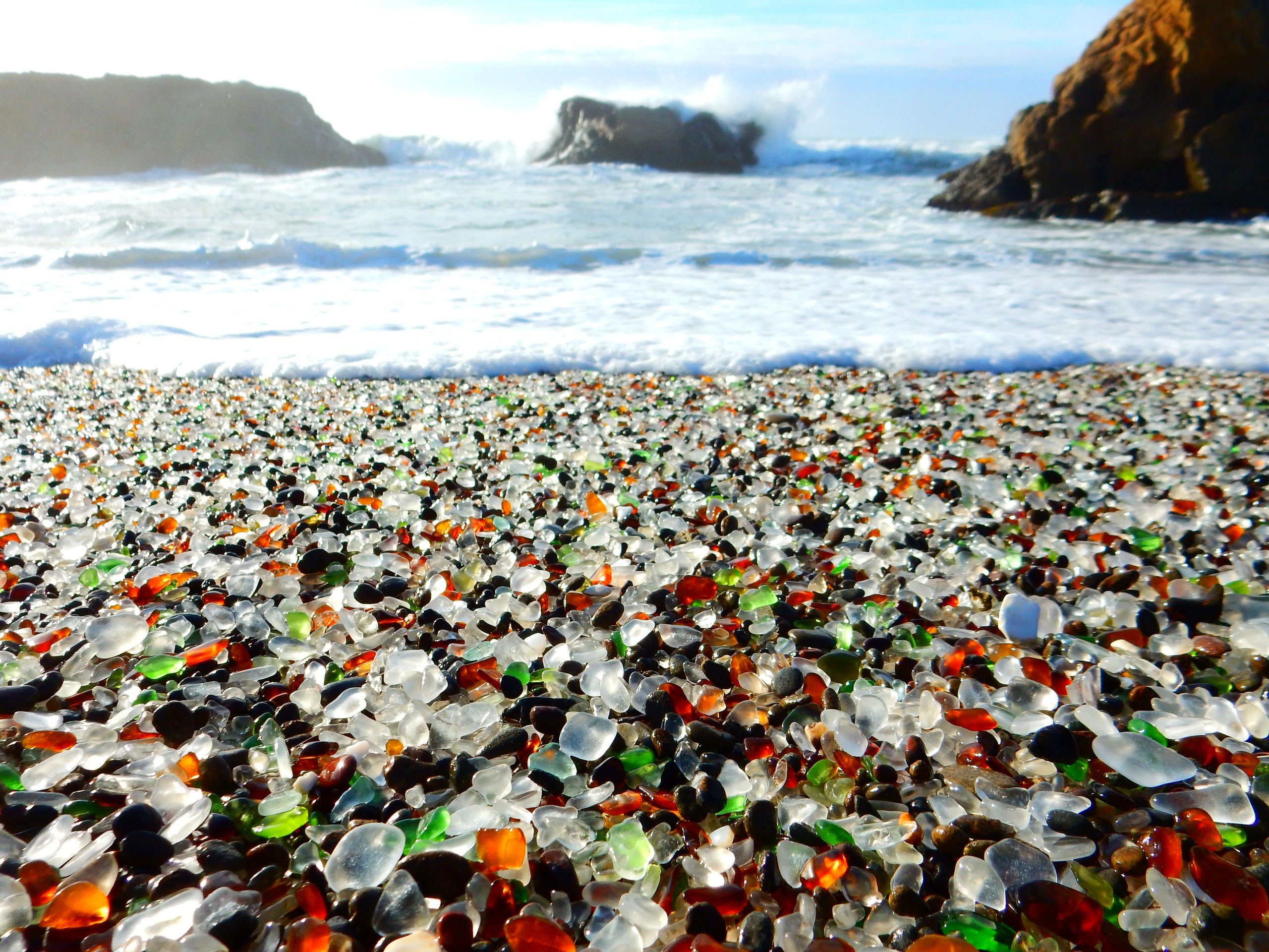 Sea glass and stones at Glass Beach, California