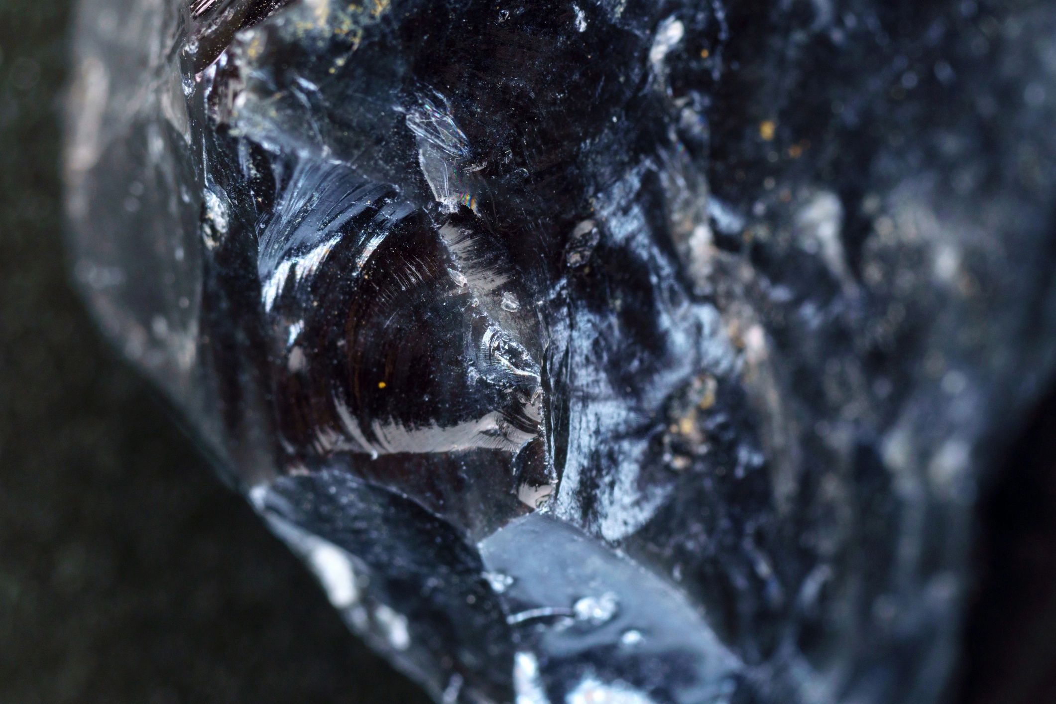 Obsidian rock close up macro