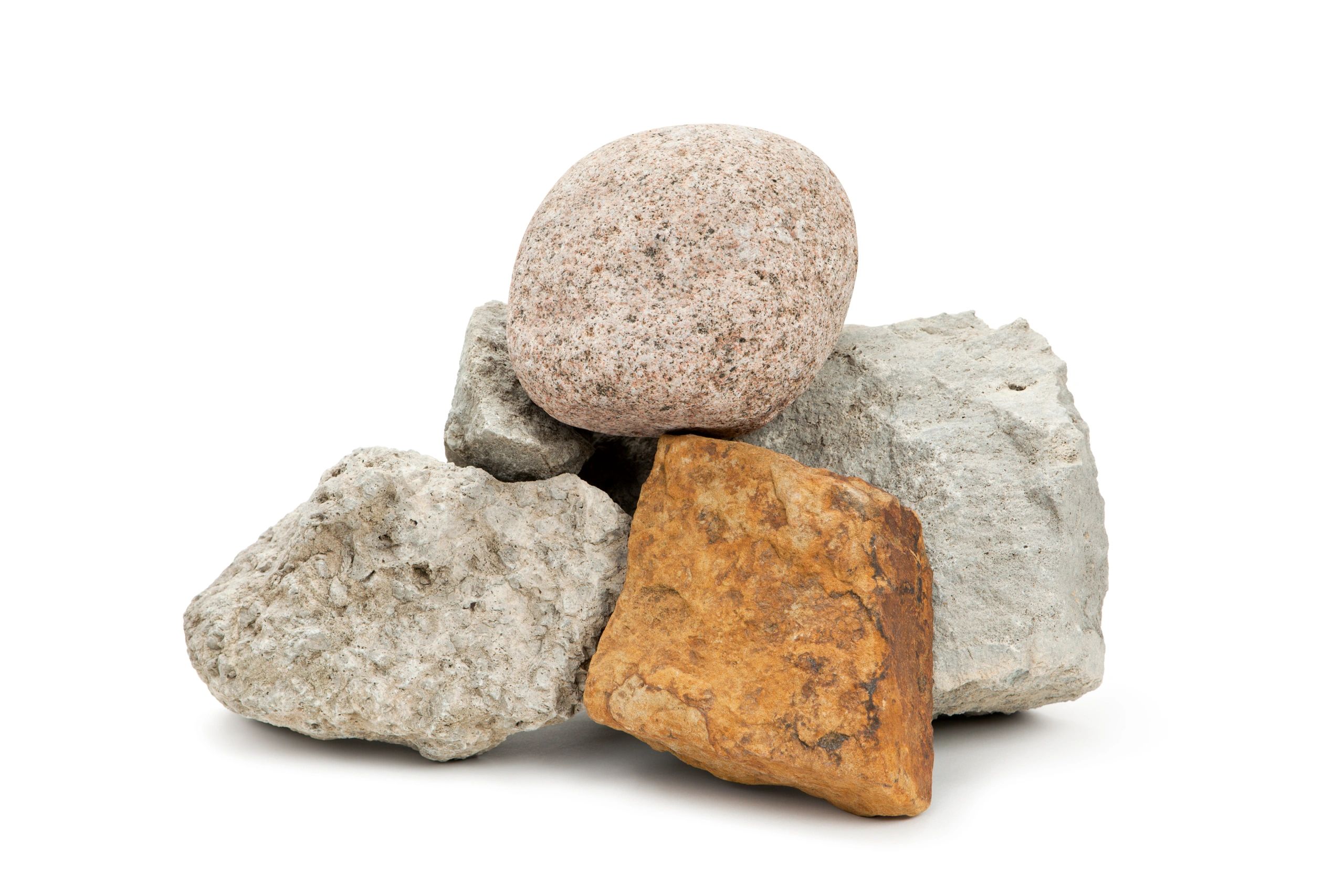 Pile of mixed rocks including limestone and sandstone