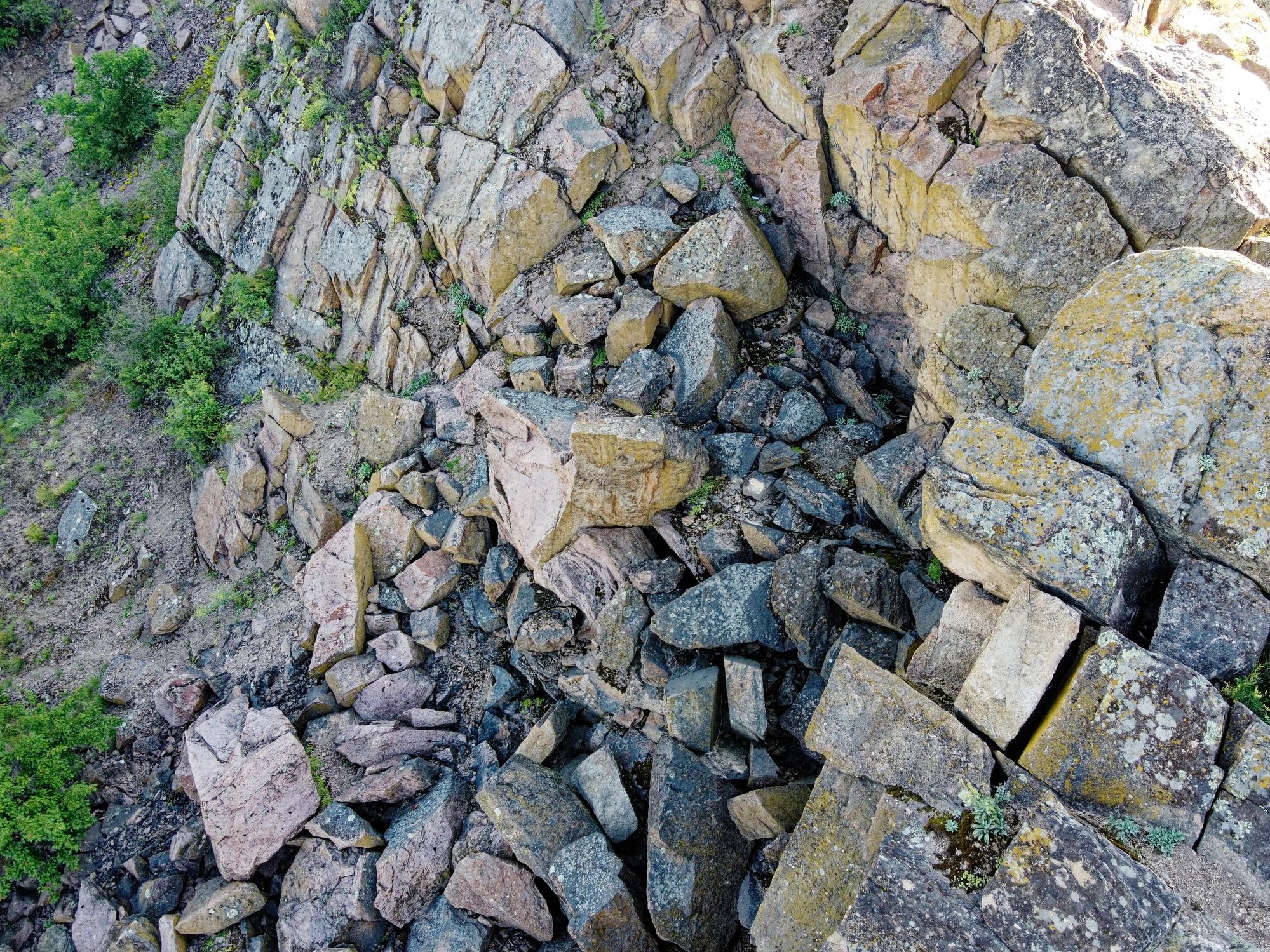 Aerial view of boulders and stone surface patterns