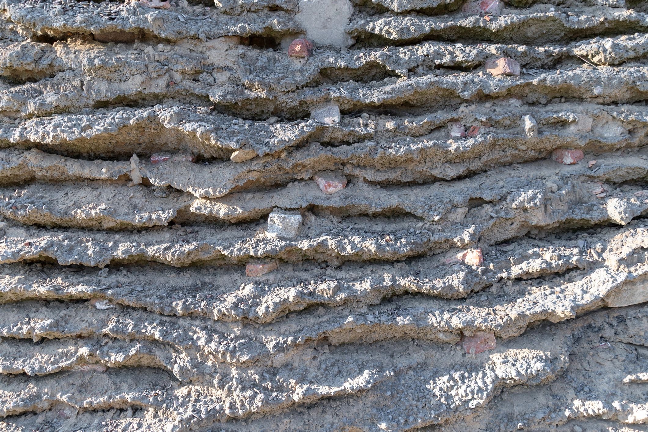 Sedimentary rock layers showing distinct bedding
