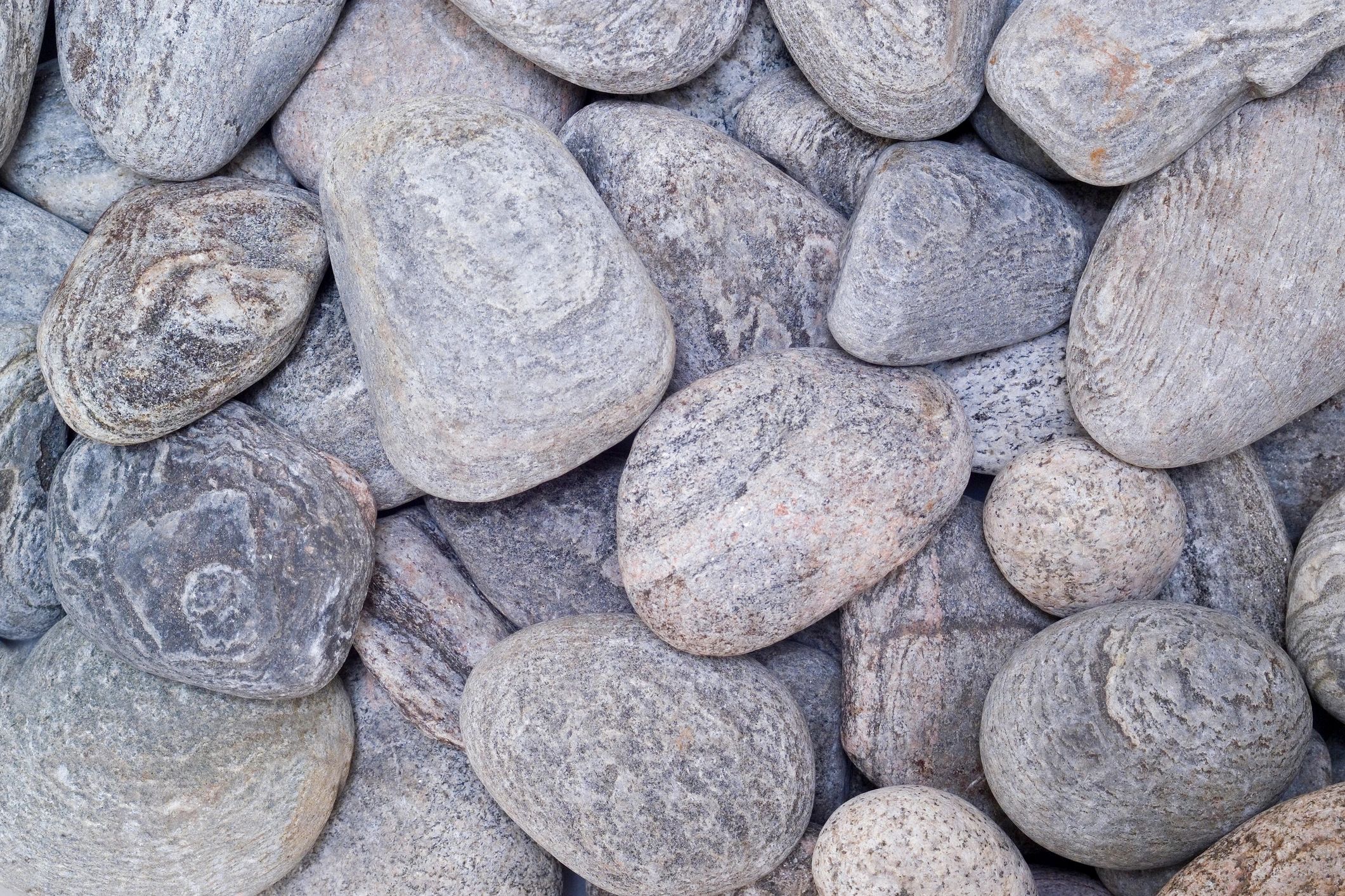 Rounded pebbles and gravel close-up